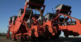 Side view of machine in transport position