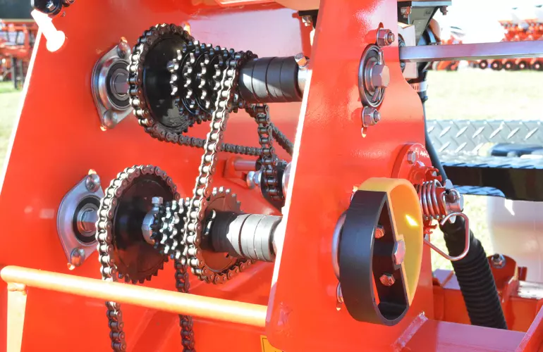 Vista em detalhe da caixa de câmbio.