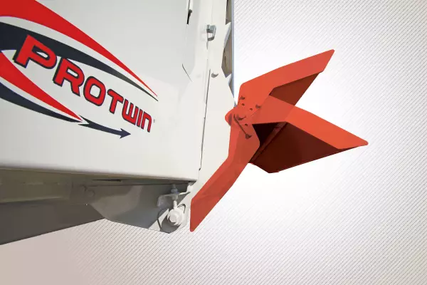 Imagem detalhada do defletor para distribuição precisa de esterco.