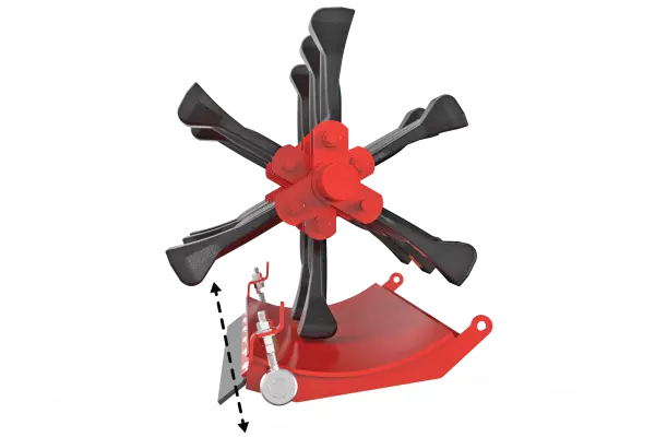 Martelos e a base móvel ajustável.