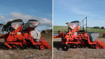 Vista lateral de duas versões da plantadeira PG