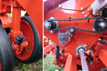 Montagem com imagem da regulagem das bandas limitadoras e do esticador da caixa de câmbio.