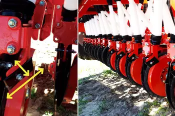 Na imagem da esquerda, detalhe do limpador externo com as direções de ajuste e as molas do limpador interno. Na imagem da direita, um panorama das linhas com destaque para os limpadores.