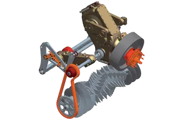 As caixas de transmissão e os eixos garantem uma máquina perfeitamente sincronizada com fácil manutenção.