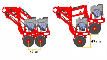 Clean view of the row units oscillation